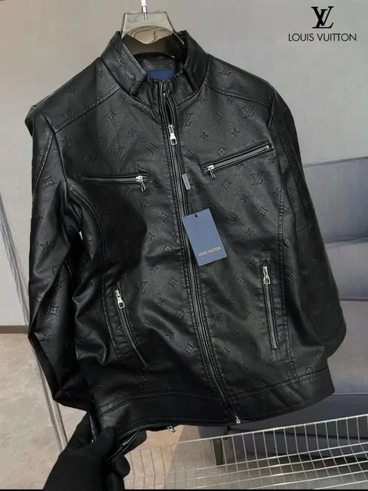Louis_Vuitton Imported Turkey Leather Jacket Black