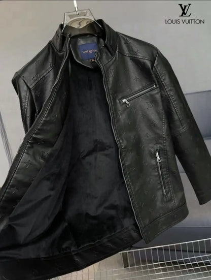 Louis_Vuitton Imported Turkey Leather Jacket Black