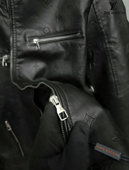 Louis_Vuitton Imported Turkey Leather Jacket Black