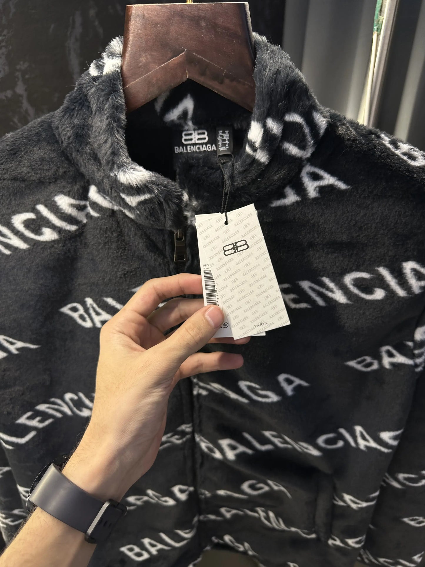 Balenciag a Imported Celebrity choice Fur Jacket Black