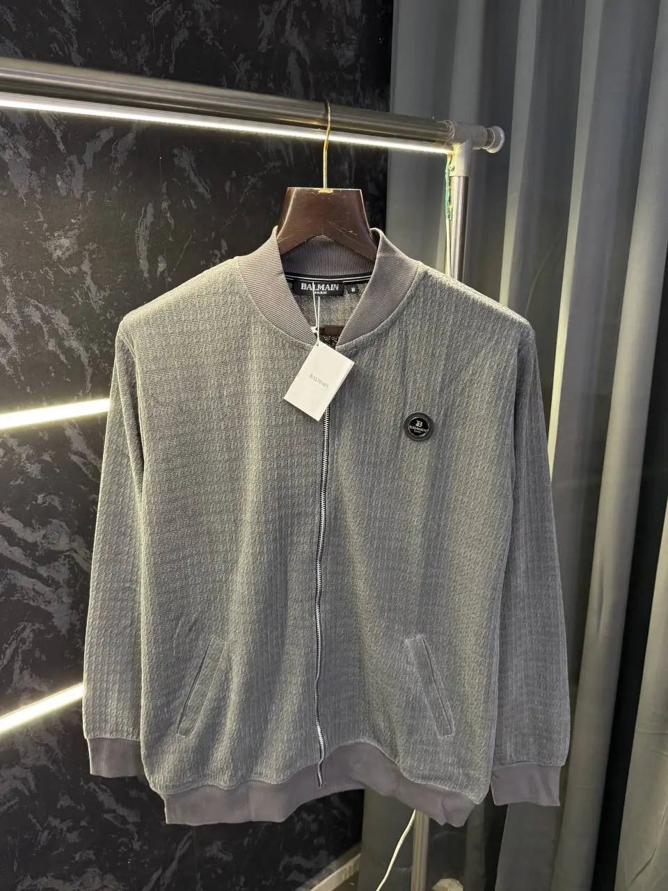 Balmai n Paris Knitted Zipper Jacket (Grey)