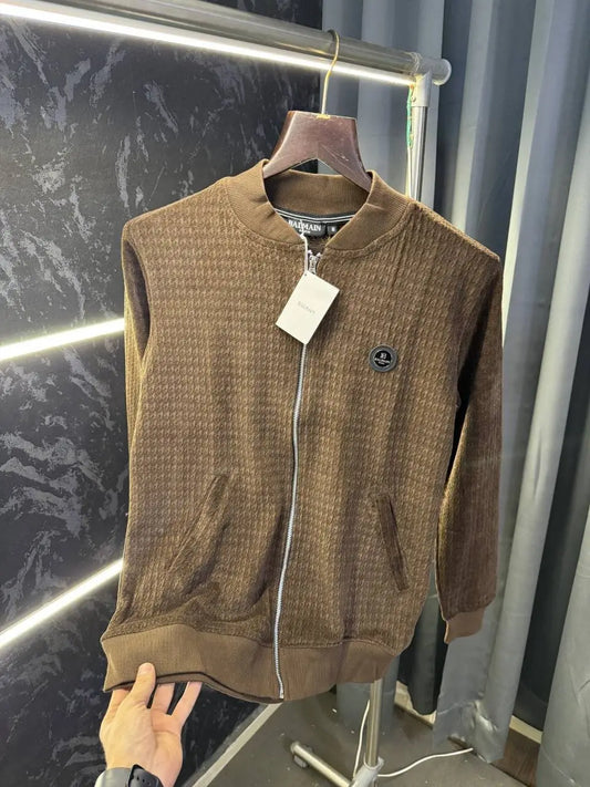 Balmai n Paris Knitted Zipper Jacket (Brown)