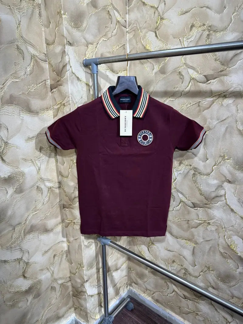 Burberry Premium Polo Tshirt Maroon - (115)