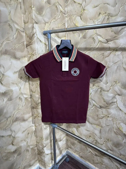 Burberry Premium Polo Tshirt Maroon - (115)