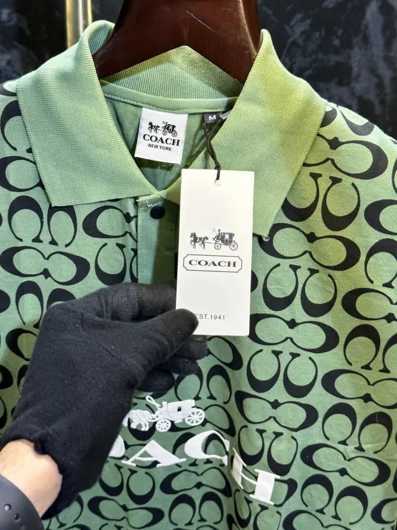 Coach Monogram Premium Polo Tshirt Green