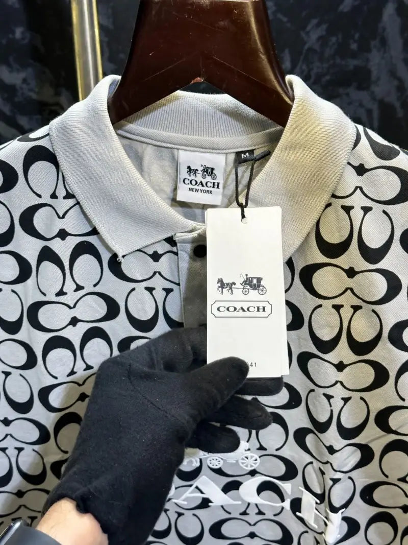 Coach Monogram Premium Polo TShirt Grey