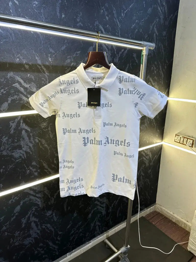 Palm Angels All Over Print Polo Tshirt White