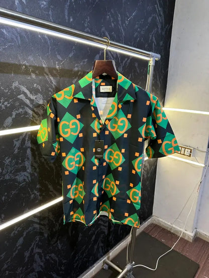 Gucc_i Geometric Bowling Print Shirt Store Article