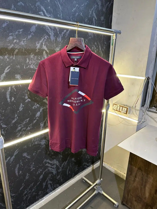 Tommy Hilfiger Premium Polo Tshirt Maroon