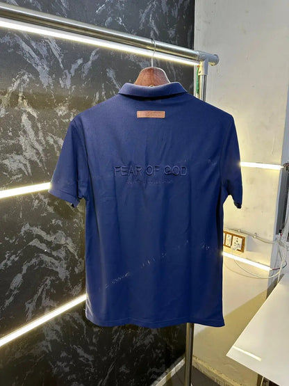 Essential Fog Fear Of God Premium Polo Tshirt Navy Blue