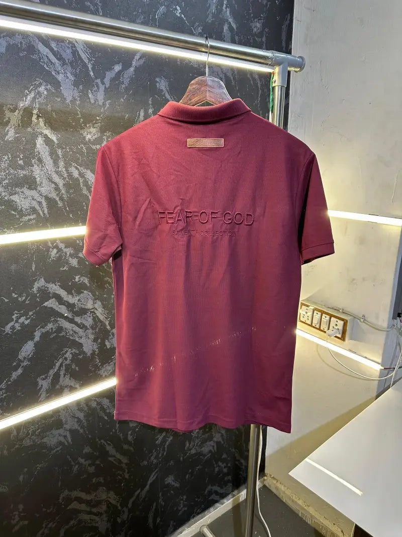 Essential Fog Fear Of God Premium Polo Tshirt Maroon