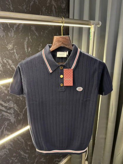 Gucc i Knitted Lycra Importer Polo Tshirt (Blue)