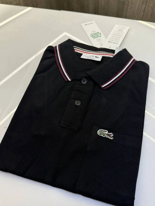 Lacost e Premium Polo Tshirt with Pocket (Black)