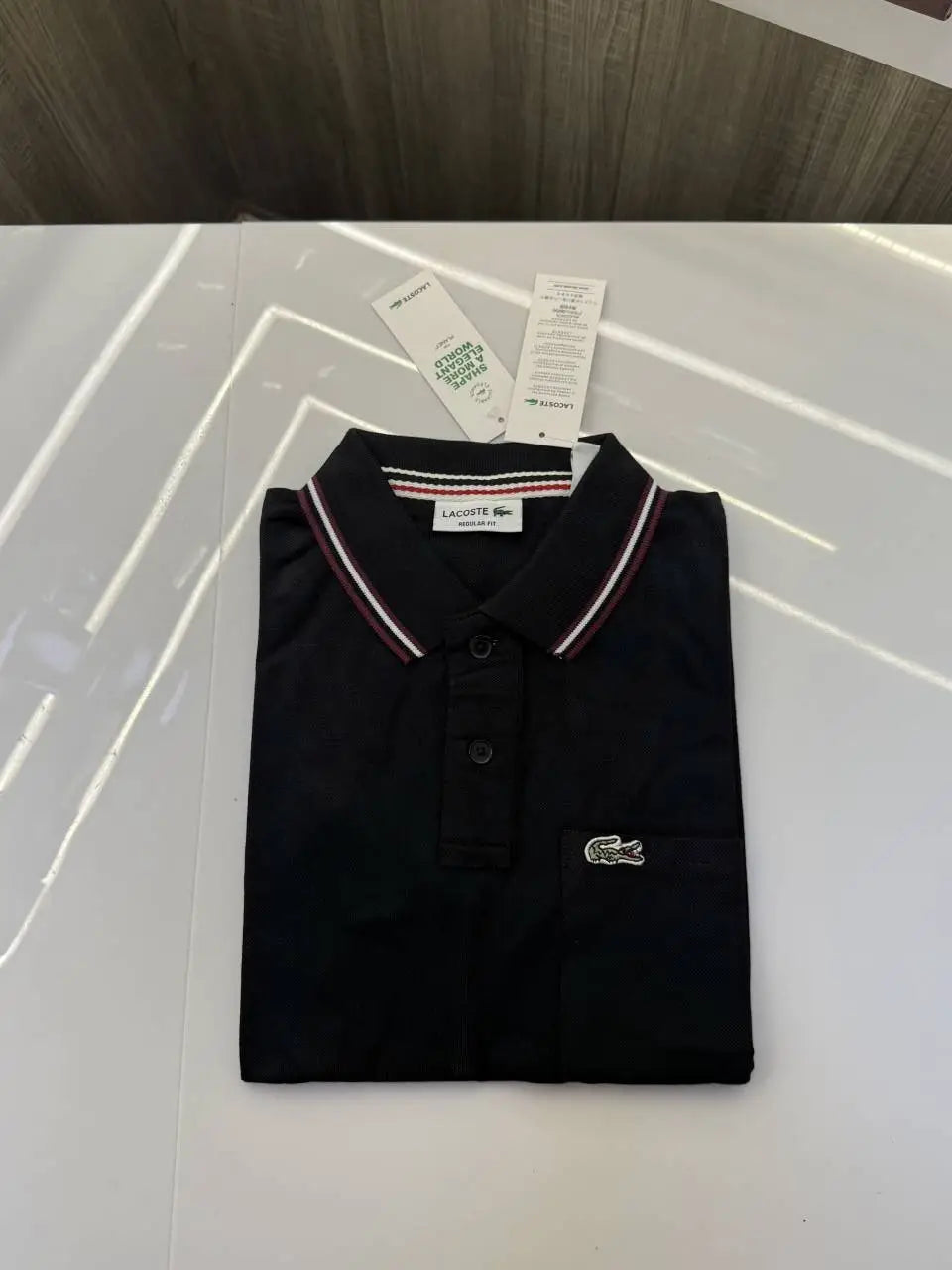 Lacost e Premium Polo Tshirt with Pocket (Black)