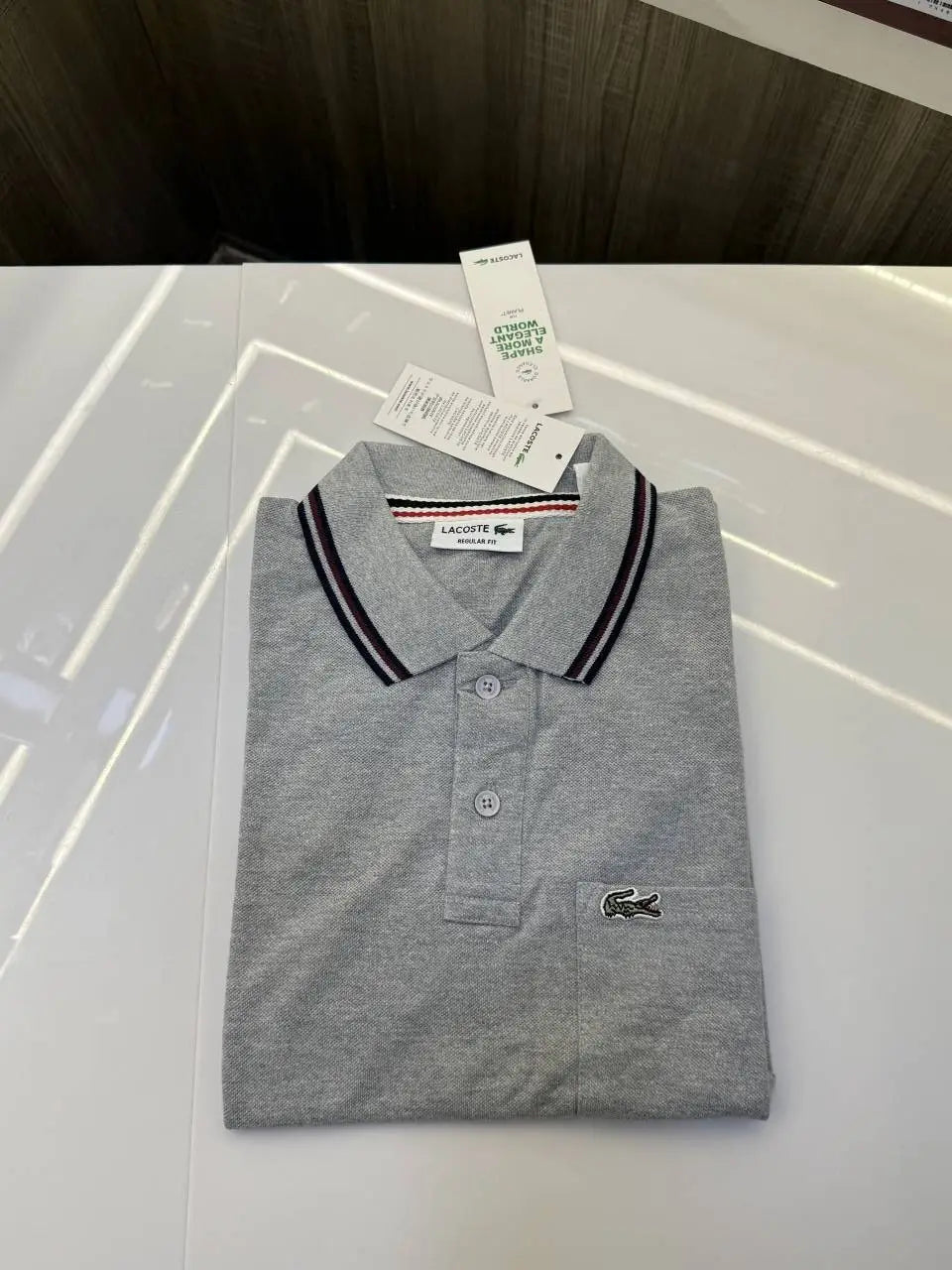 Lacost e Premium Polo Tshirt with Pocket (Grey)