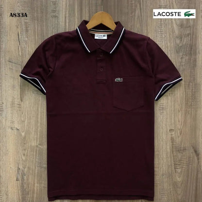 Lacost e Premium Polo Tshirt with Pocket (Maroon)