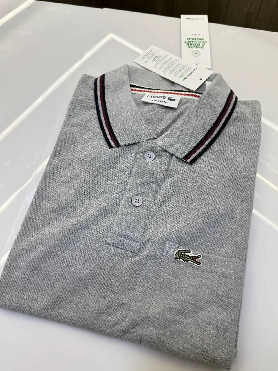 Lacost e Premium Polo Tshirt with Pocket (Grey)