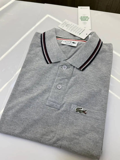 Lacost e Premium Polo Tshirt with Pocket (Grey)