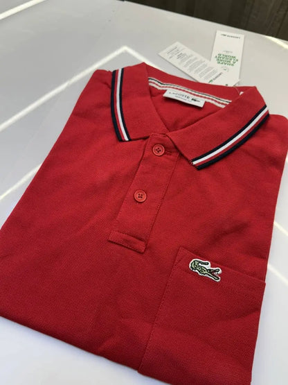 Lacost e Premium Polo Tshirt with Pocket (Red)
