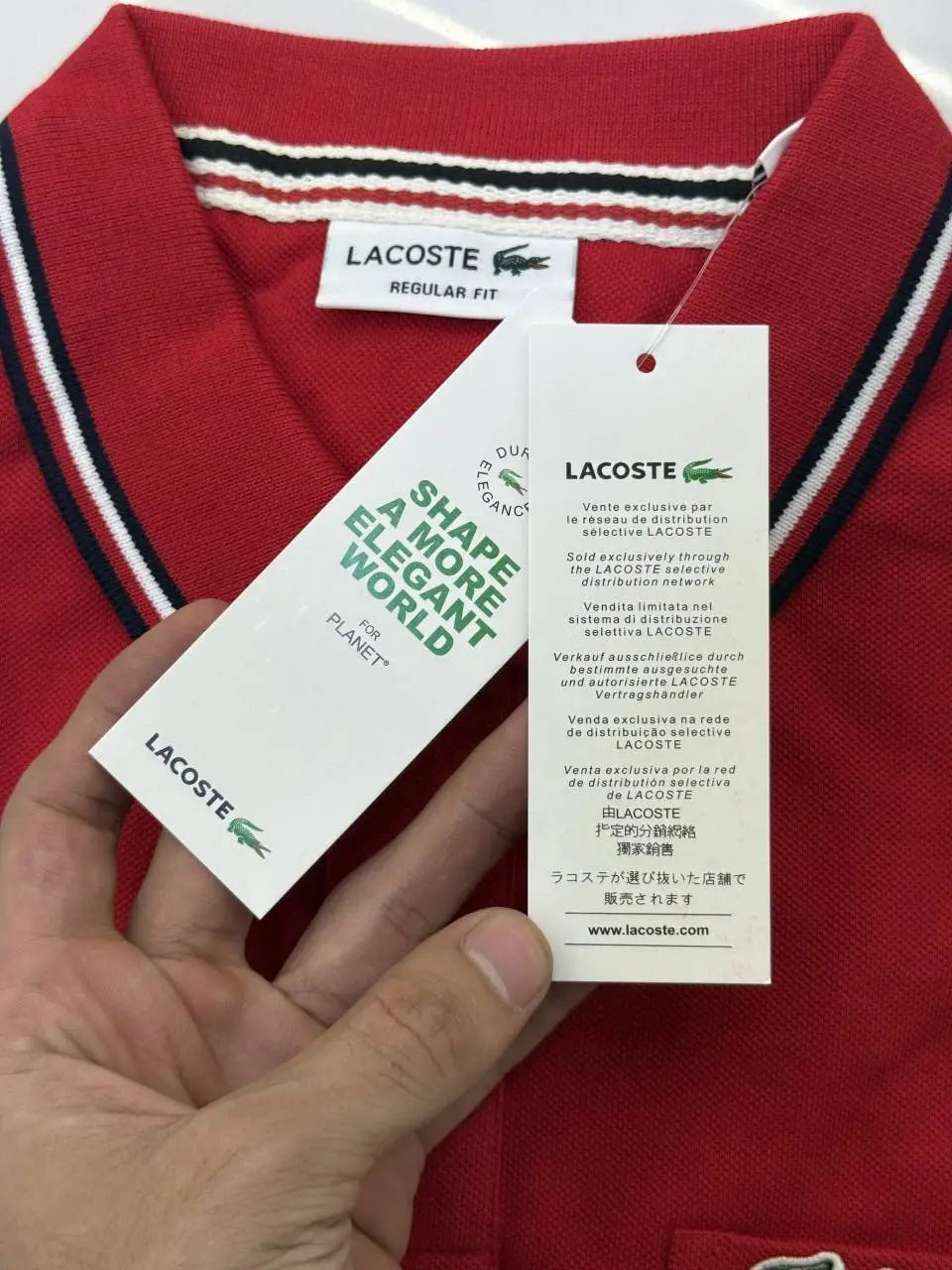 Lacost e Premium Polo Tshirt with Pocket (Red)