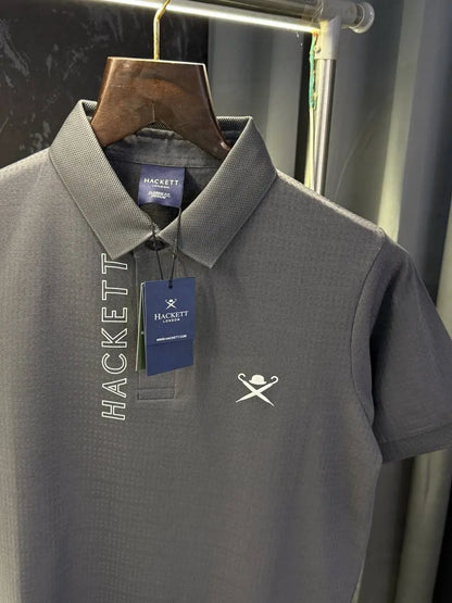 Hacket London Knitted Polo Tshirt (Dark Grey)