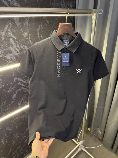 Hacket London Knitted Polo Tshirt (Black)