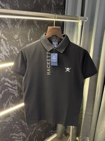 Hacket London Knitted Polo Tshirt (Black)