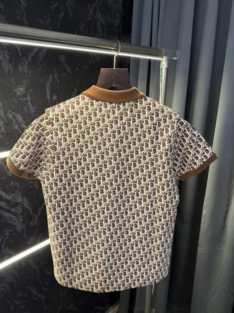 Christian Dio r Monogram Imported Polo Tshirt (Brown)