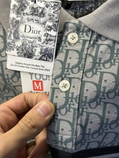 Christian Dio r Monogram Imported Polo Tshirt (Grey)