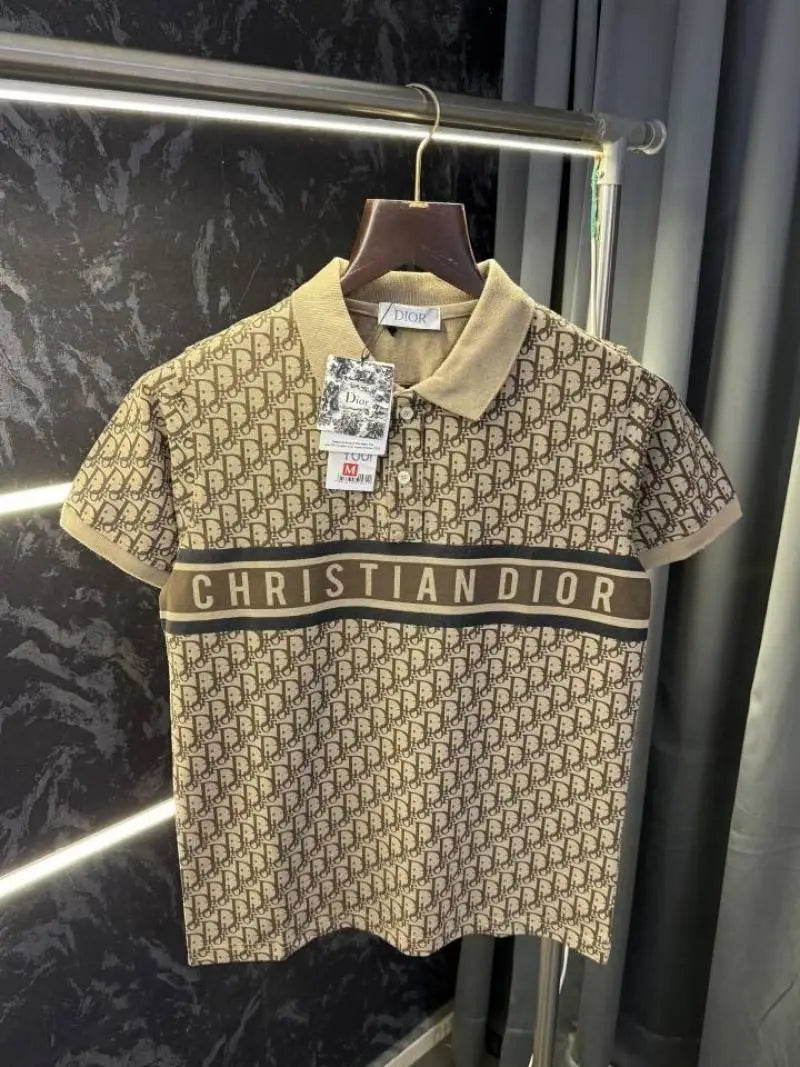 Christian Dio r Monogram Imported Polo Tshirt (Beige)