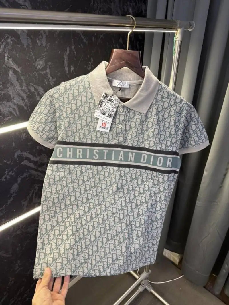 Christian Dio r Monogram Imported Polo Tshirt (Grey)
