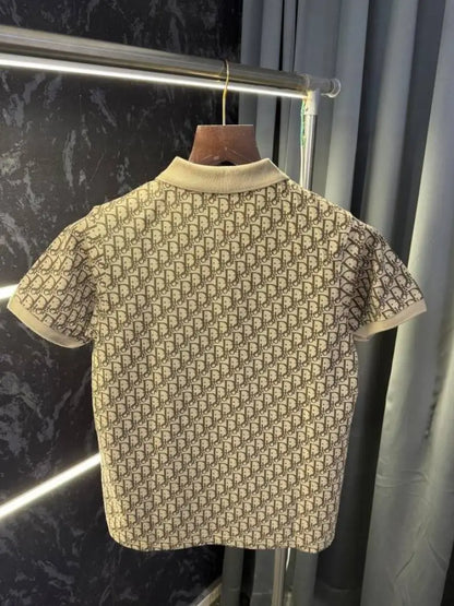 Christian Dio r Monogram Imported Polo Tshirt (Beige)