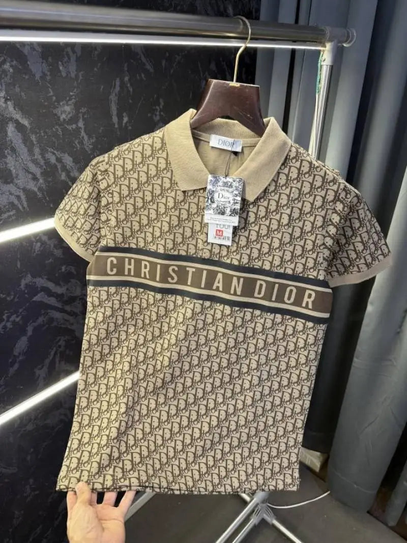 Christian Dio r Monogram Imported Polo Tshirt (Beige)