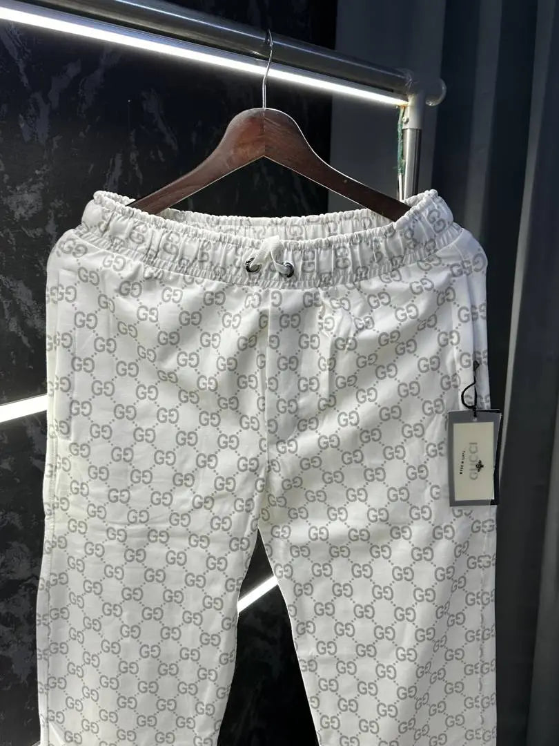 Gucc i GG Monogram Imported Premium Trackpant White ( No Return No Exchange On This Product )