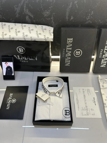 Balmai.n Paris Reflective Print Shirt with Original packing White 144