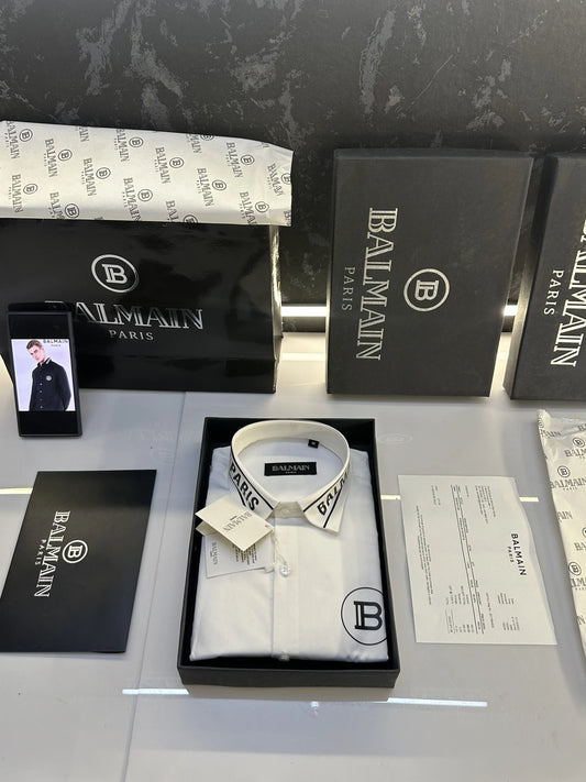 Balmai.n Paris Reflective Print Shirt with Original packing White 144