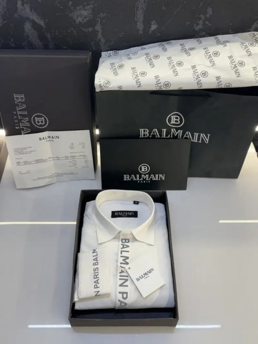 SALE Balmai.n Paris Reflective Print Shirt with OG Packing White - (161)