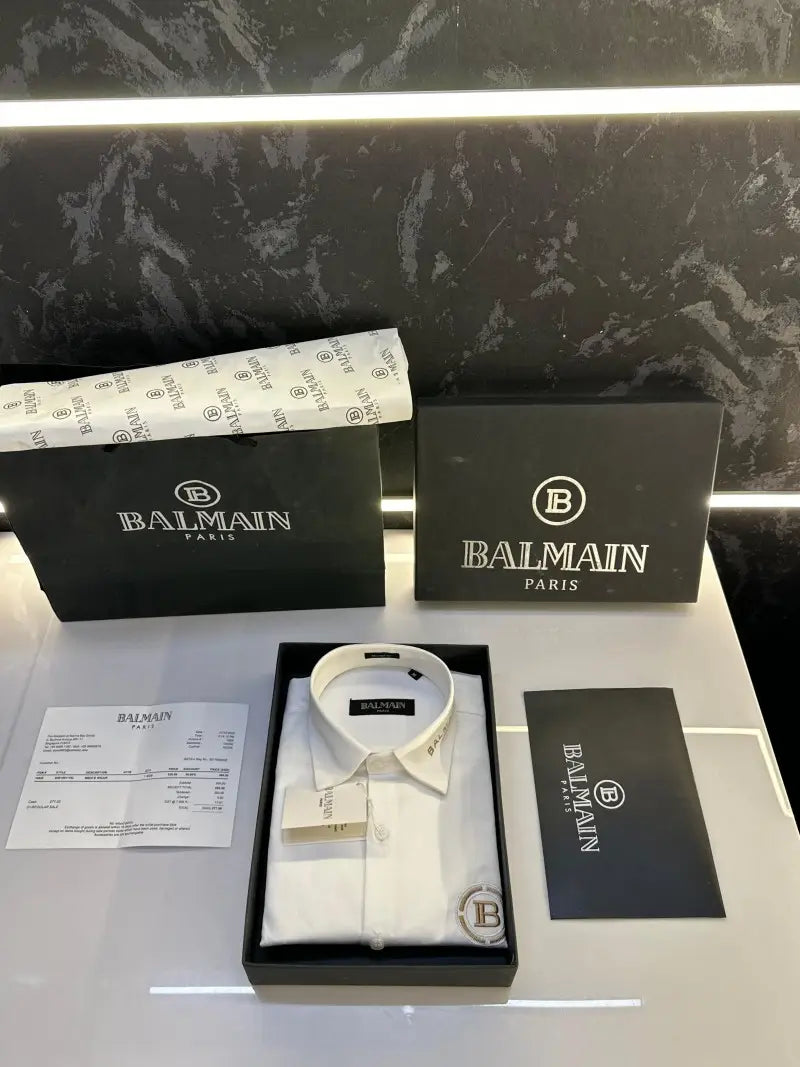 Balmai n Paris Premium Designer Shirt with box packing White