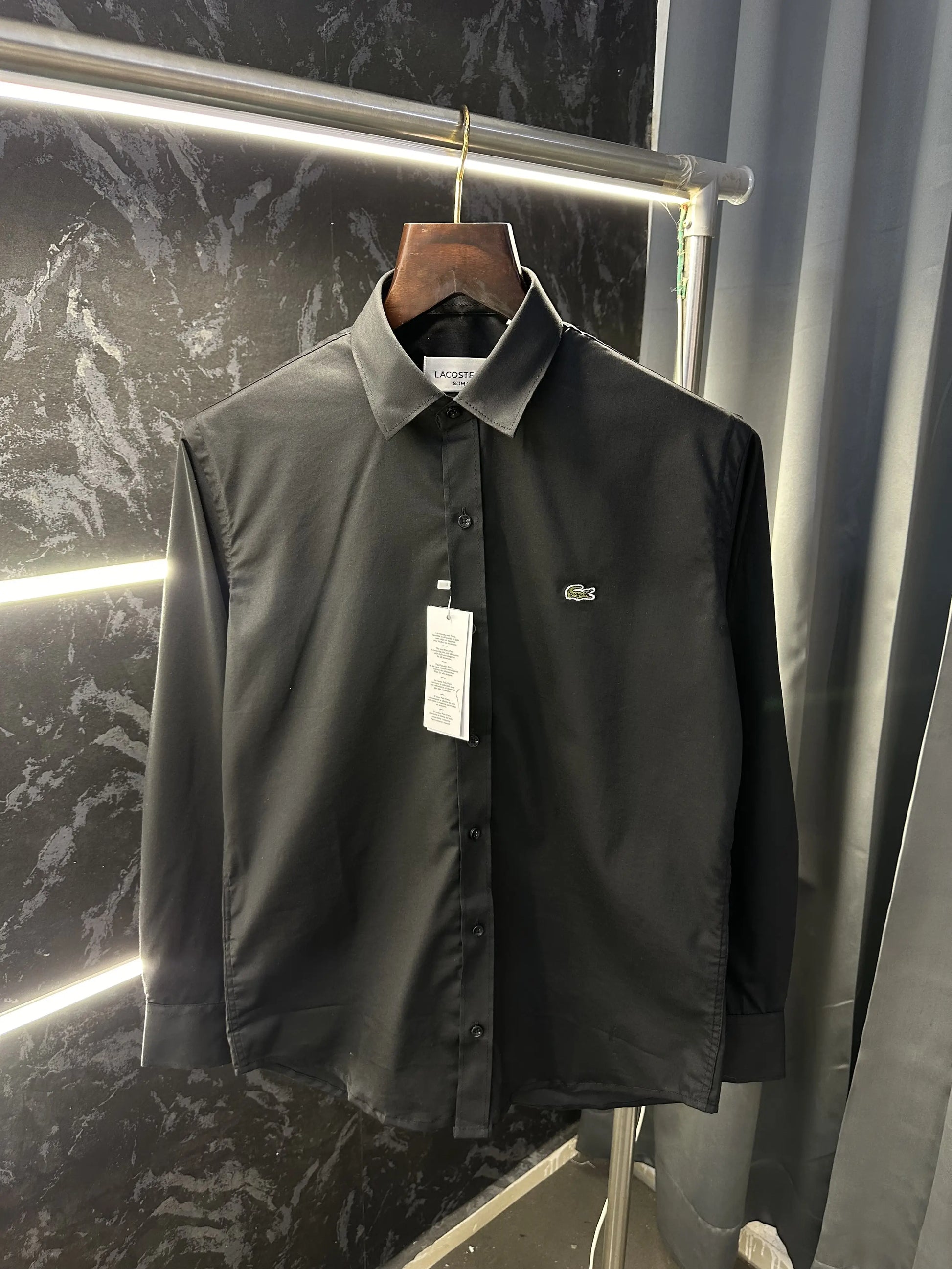 Lacost_e Store Article shirt with brand Poly bag (Black)