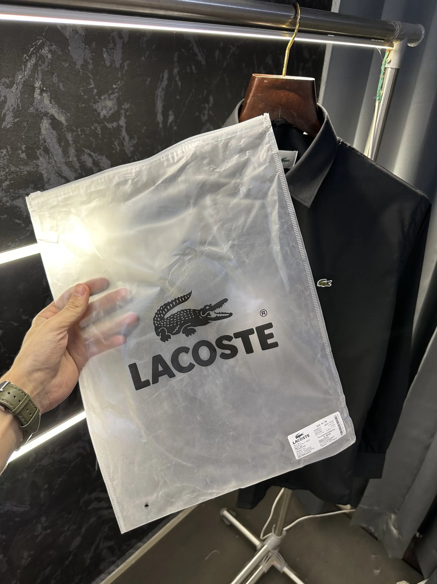 Lacost_e Store Article shirt with brand Poly bag (Black)