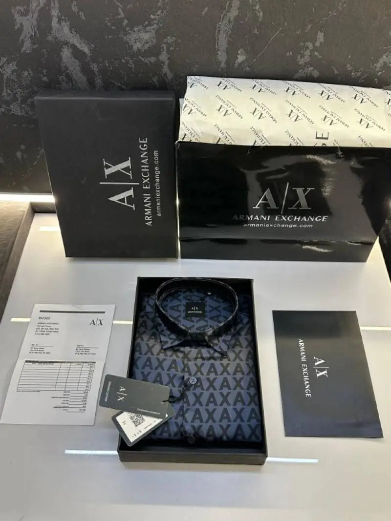 Arman i Exchange Monogram AX Shirt with Box Black AX893 - (237)