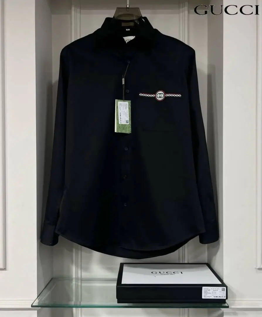 Gucc i Mens Premium Shirt with Original Box (Black) - 244