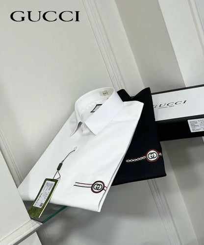 Gucc i Mens Premium Shirt with Original Box (Black) - 244