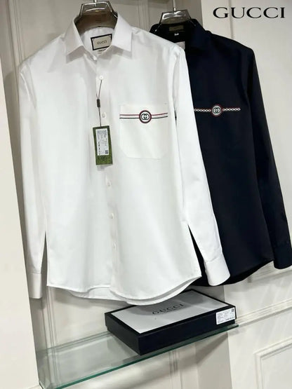 Gucc i Mens Premium Shirt with Original Box (Black) - 244