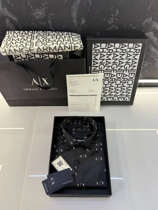 Arman i Exchange Monogram Premium Shirt with Original box carry bag (Black)