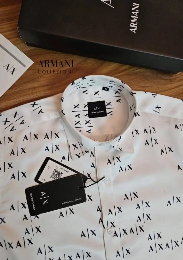 Arman i Exchange Monogram Premium Shirt with Original box carry bag (White)