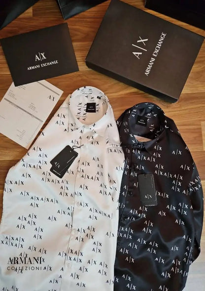 Arman i Exchange Monogram Premium Shirt with Original box carry bag (Black)