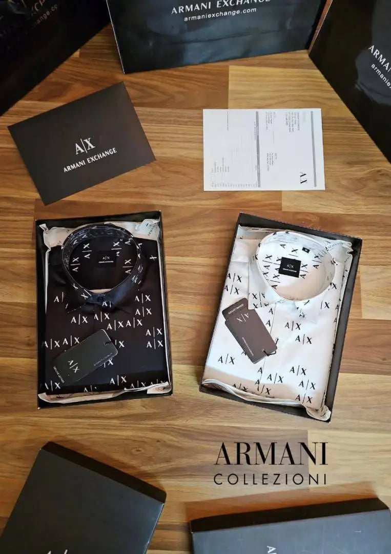 Arman i Exchange Monogram Premium Shirt with Original box carry bag (Black)