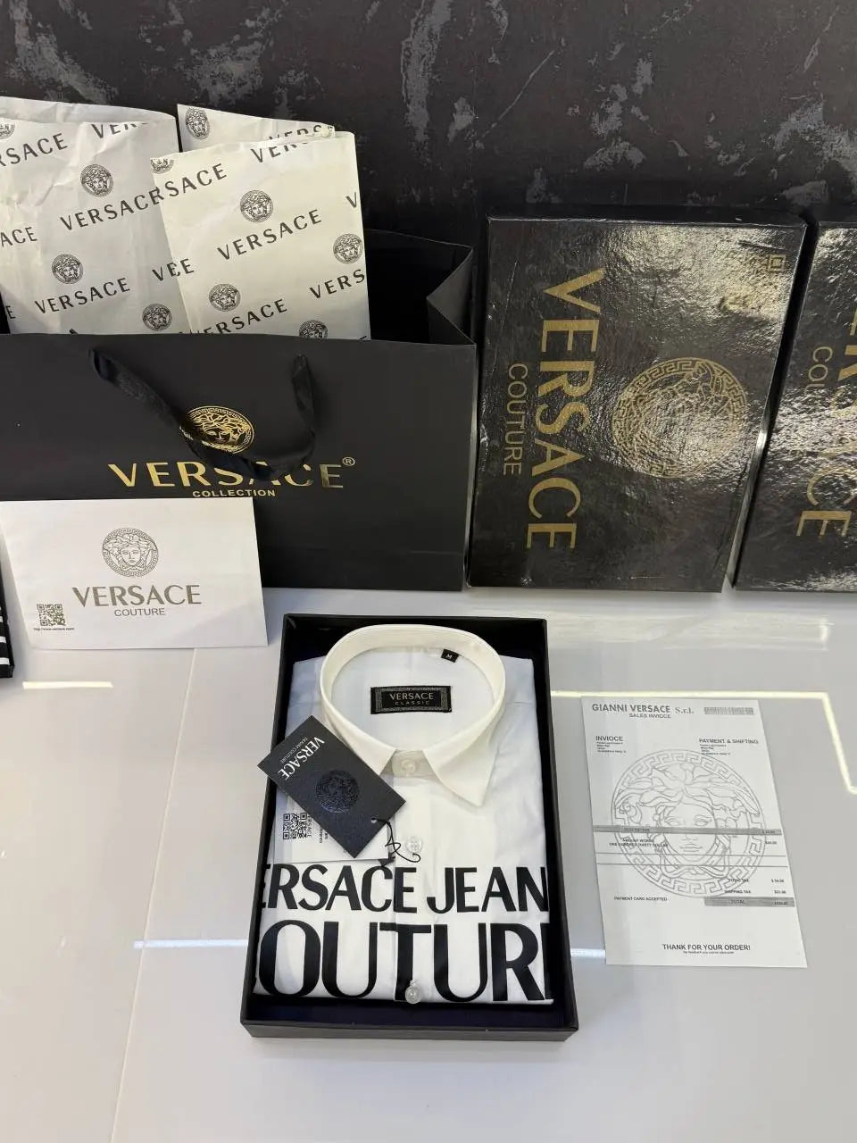 Versac e Store Article Shirt with Original box packing ( White )