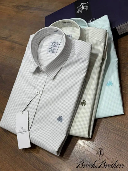 Brooks Brothers Checks Premium Shirt ( Grey )